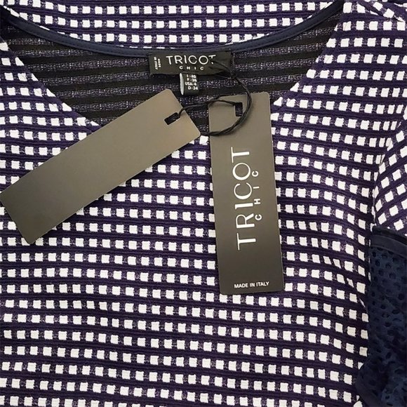 NWT: Tricot Chic Navy & White Checkered Plaid Tunic Dress Made in Italy - Picture 11 of 12